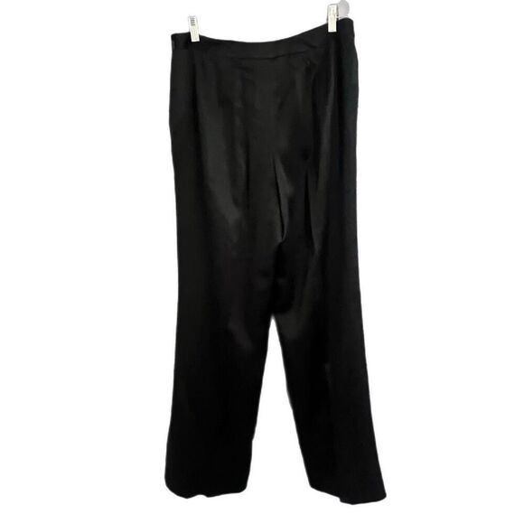 Talbots 100% Silk Black Lined Straight Wide Leg Pants Trousers Sz10 32” Inseam - Picture 2 of 4